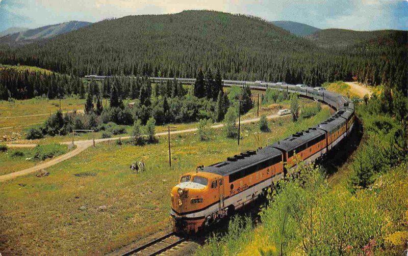 Califomia Zephyr Railroad Train Colorado Rockies CO postcard