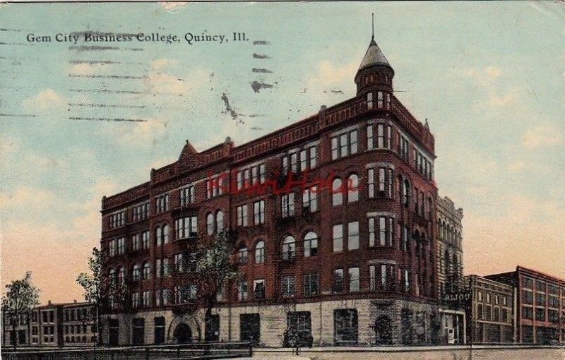 Postcard Gem City Business College Quincy IL