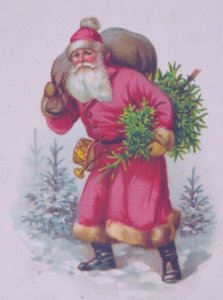 Santa Claus Old World Toys Tree Vintage Christmas Postcard Germany