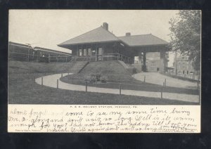 PERKASIE PA. PENNSYLVANIA RAILROAD DEPOT TRAIN STATION 1907 VINTAGE POSTCARD