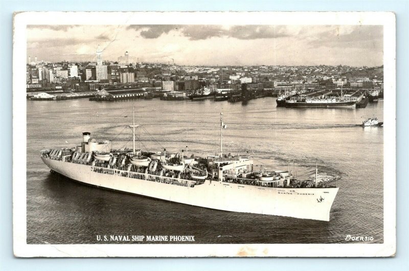 Postcard US Navy Ship Marine Phoenix C-4 Troopship RPPC Real Photo K01