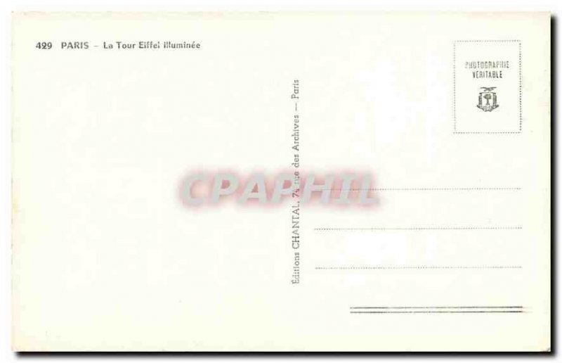 Old Postcard The Illuminee Paris Tour Eiffel