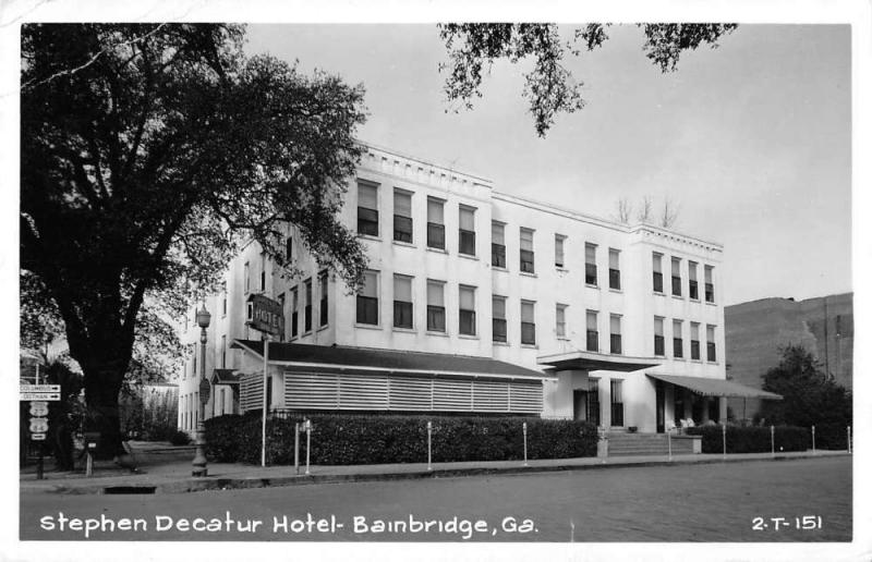 Bainbridge Georgia Stephen Decatur Hotel Real Photo Antique Postcard J44250