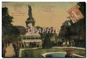 Old Postcard Paris Statue of Republic Square of the Republic