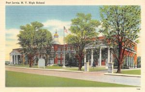 PORT JERVIS, NY New York  HIGH SCHOOL  Orange Co  c1940's Tichnor Linen Postcard