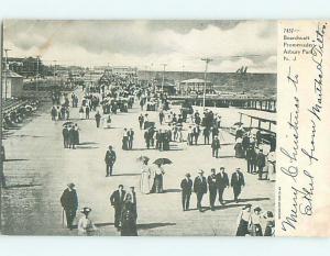 Pre-1907 MANY PEOPLE ON BOARDWALK Asbury Park New Jersey NJ t3547