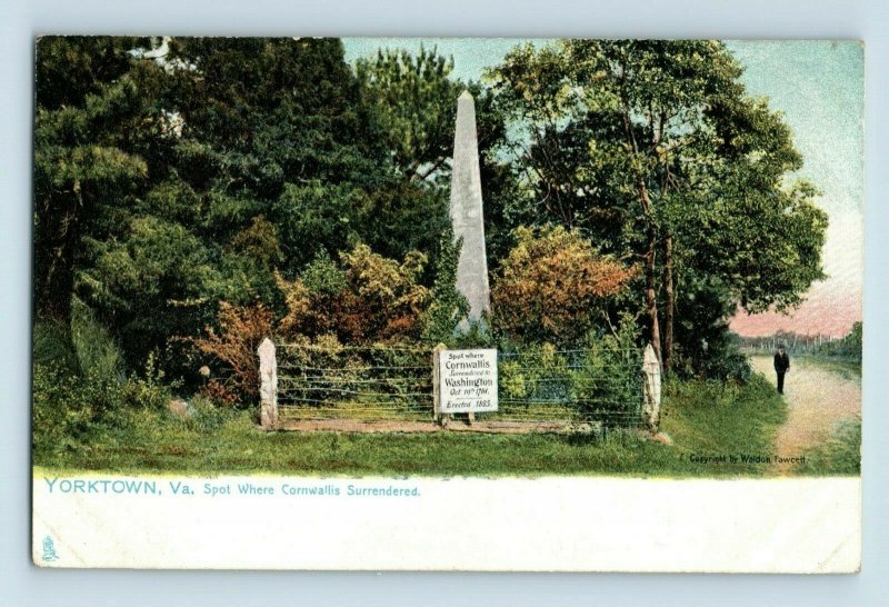 Circa 1900-10 Spot Where Cornwallis Surrendered Yorktown, VA  Postcard P23 