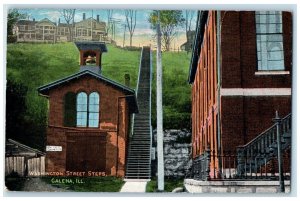 1936 Washington Street Steps Exterior Stairs Building Galena Illinois Postcard