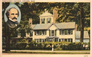 Vintage Postcard 1949 Hawthorne's Wayside Nathaniel's Home Concord Massachusetts