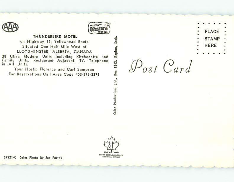 Unused Pre-1980 MOTEL SCENE Lloydminster Alberta AB HJ8788-13