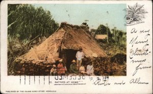 Hawaii HI Natives Grass House Private Mailing Card Waialua Cancel c1904