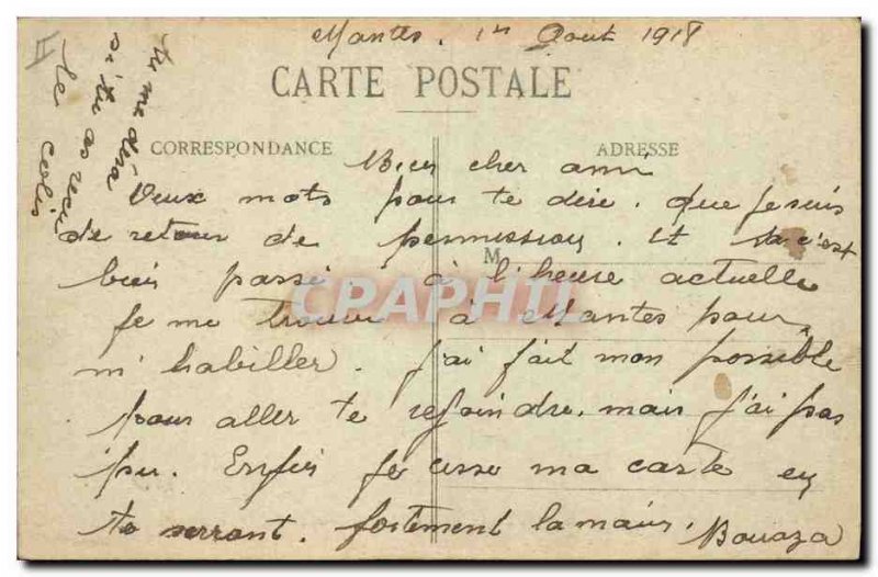 Old Postcard Mantes la Jolie courthouse