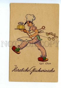 499215 WLISS WEISS Cook Confectioner ART DECO Greeting Vintage postcard