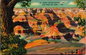 Grand Canyon National Park View From Hopi Point Linen Postcard PM Peoria AZ WOB 