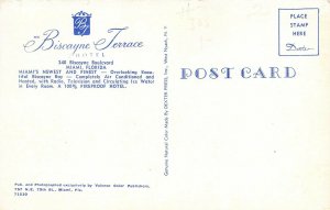 Miami Florida 1950s Postcard Biscayne Terrace Hotel