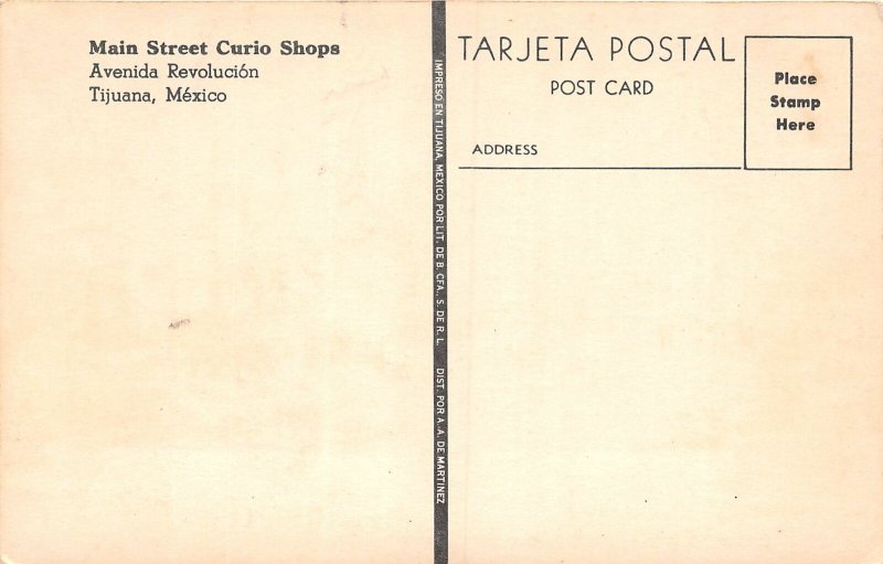 F55/ Tijuana Mexico Foreign RPPC?Postcard 40s Main St Curio Shops Autos