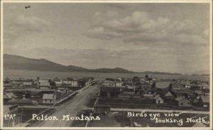 Polson Montana MT Birdseye View c1920 Real Photo Postcard - AZO