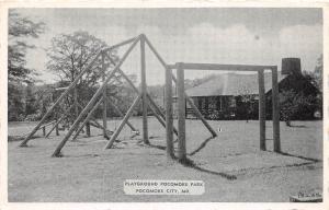 A72/ Pokomoke City Maryland Md Postcard c1940s Playground Park Swings Pavilion