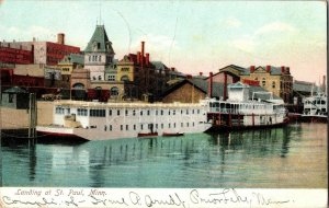 River Boat Landing at St. Paul MN Undivided Back c1906 Vintage Postcard F77