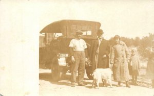 RPPC Los Angeles, CA Old Car Family Photo 1915 PPIE Stamp Vintage Postcard