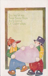 Easter Young Boys With Big Fat Egg