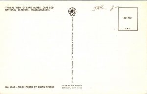 Sand Dunes Cape Cod National Seashore Typical View Massachusetts MA Postcard UNP