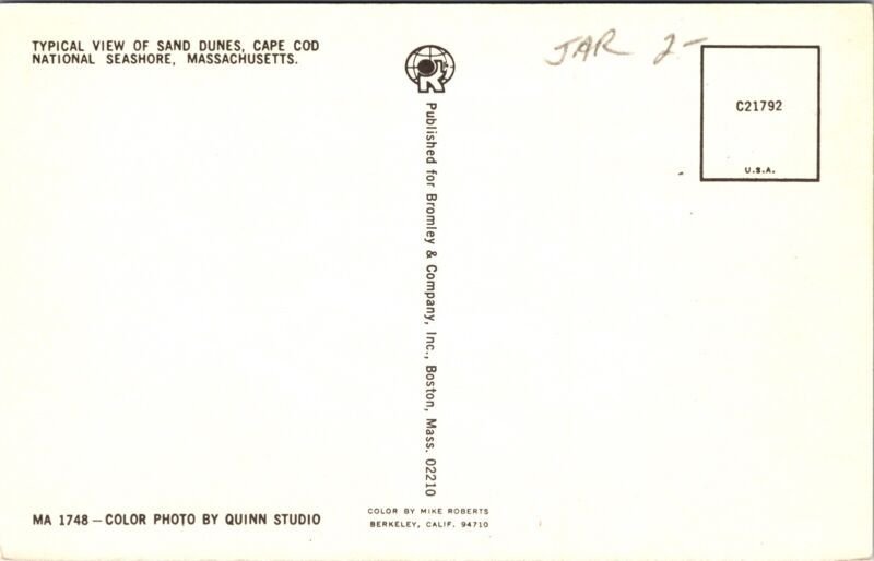 Sand Dunes Cape Cod National Seashore Typical View Massachusetts MA Postcard UNP