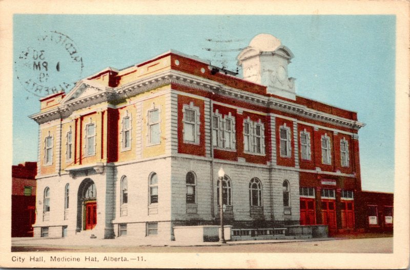 City Hall Medicine Hat Alberta Canada Postcard used 1949