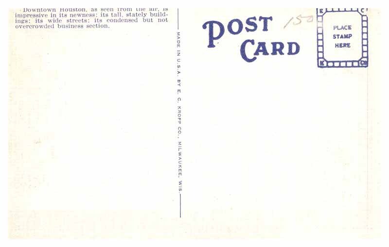 Postcard AERIAL VIEW SCENE Houston Texas TX AR6739