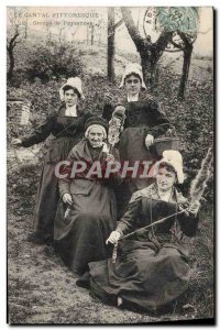 Old Postcard Picturesque Cantal Group Of Spinners Peasant Folklore Costume