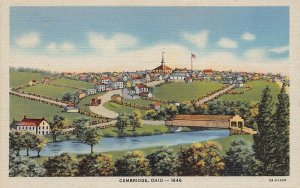 LPS02 CAMBRIDGE Ohio Aerial View Postcard Bridge
