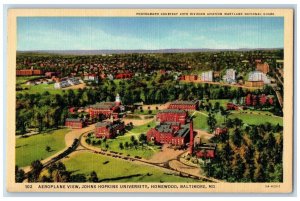 c1940s Aeroplane View Johns Hopkins University Homewood Baltimore MD Postcard