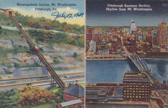 Pennsylvania Pittsburgh Mononhagela Incline & Business Section Skyline Fr...