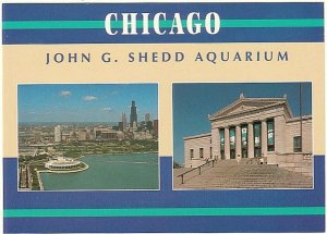 John G Shedd Aquarium, Chicago, Illinois, Chrome Postcard, Two Views