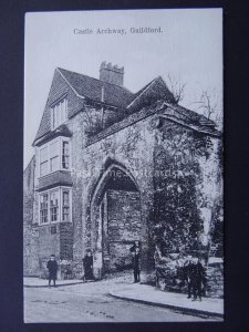 Surrey GUILDFORD Castle Archway & Street Urchins - Old Postcard by Boots