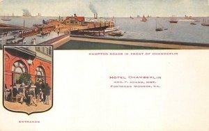 HOTEL CHAMBERLIN FORTRESS MONROE VIRGINIA MILITARY SHIPS POSTCARD (c. 1907) **