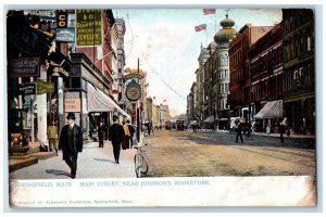 1905 Main Street Near Johnson's Bookstore Springfield Massachusetts MA Postcard