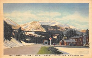 Dillon Colorado Wildwood Lodge,  Texaco Gas Sign Vintage Postcard U7129