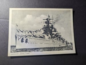 Mint Germany Military Navy Ship Postcard Panzerschiff Ironclad Admiral Scheer