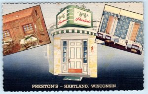 HARTLAND, Wisconsin WI ~ Roadside PRESTON'S RESTAURANT Waukesha County Postcard