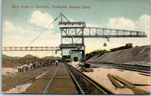 1910s Berm Crane in Operation Miraflores Panama Canal Construction Postcard