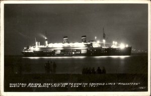 Palm Beach Florida SS Manhattan Ocean Liner c1941 Real Photo Vintage Postcard