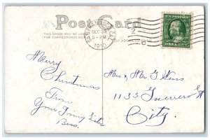 1910 Merry Christmas Pretty Little Girl Holly Berries San Francisco CA Postcard 