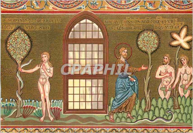 Modern Postcard Monreale adamo ed eva the fishing adam and eve