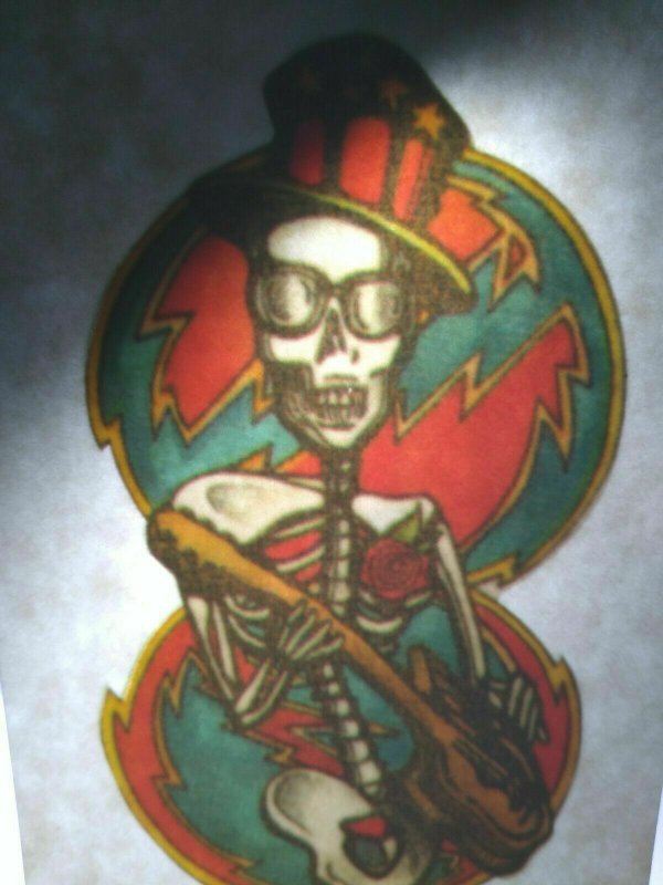 Grateful Dead Car Window Decal Skeleton Rocking Out Guitar Vintage Original 1990 