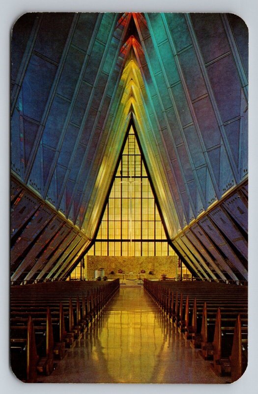 Interior Of Protestant Chapel Colorado Springs Vintage Unposted Postcard