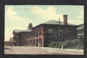 GRAND RAPIDS MICHIGAN RAILROAD DEPOT TRAIN STATION 1911 VINTAGE POSTCARD