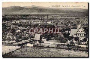 Old Postcard MULHOUSE General view and Panorama des Voges