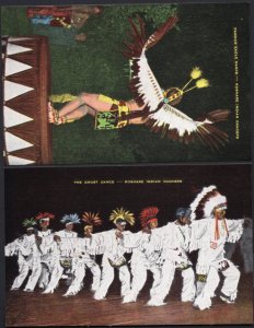 (2) Colorado LaJunta Koshare Indian Dancers Ghost Dance Eagle Dance - LINEN