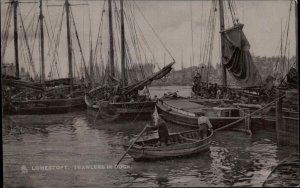 Tuck Lowestoft England Trawlers in Dock Ships c1910 Vintage Postcard